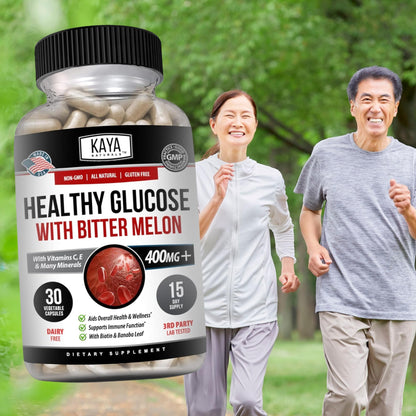 Kaya Naturals Healthy Gluco with Bittermelon Supplement | Support Healthy Levels and Function, 20 Herbs Vitamins and Minerals, Alpha Lipoic Acide, Cinnamon, Vitamin C & E, Non-GMO (30 Count) - dailyvitalstore