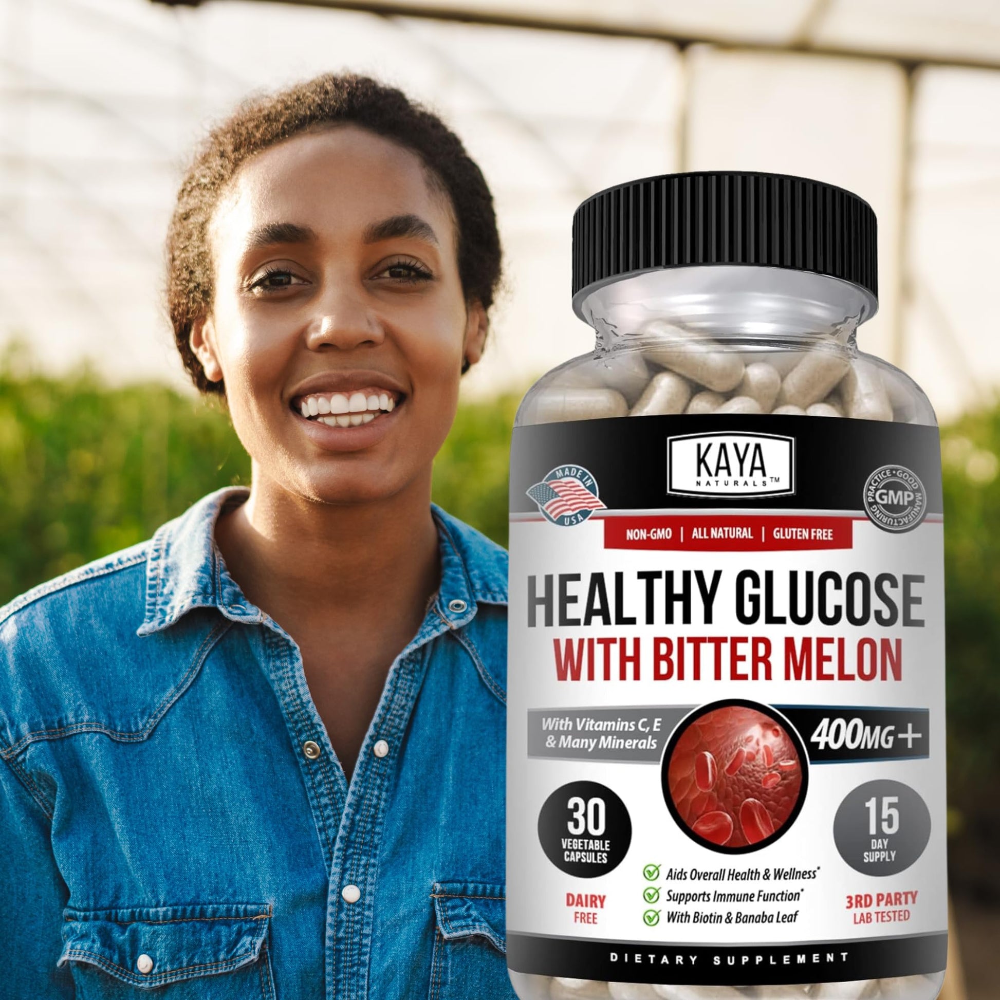 Kaya Naturals Healthy Gluco with Bittermelon Supplement | Support Healthy Levels and Function, 20 Herbs Vitamins and Minerals, Alpha Lipoic Acide, Cinnamon, Vitamin C & E, Non-GMO (30 Count) - dailyvitalstore