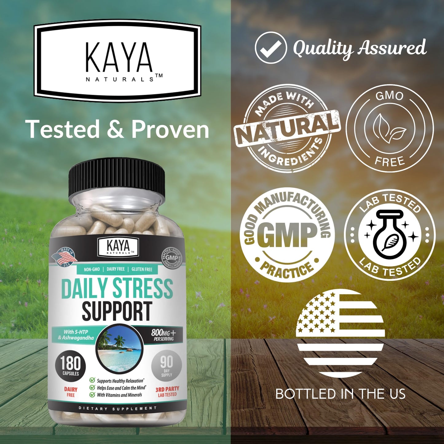 Kaya Naturals - Natural Herbal Support Vitamin Supplement are Designed to Help You find Balance and Relaxation in Your Daily Routine - Vitamin Supplement - 180 Capsules - dailyvitalstore