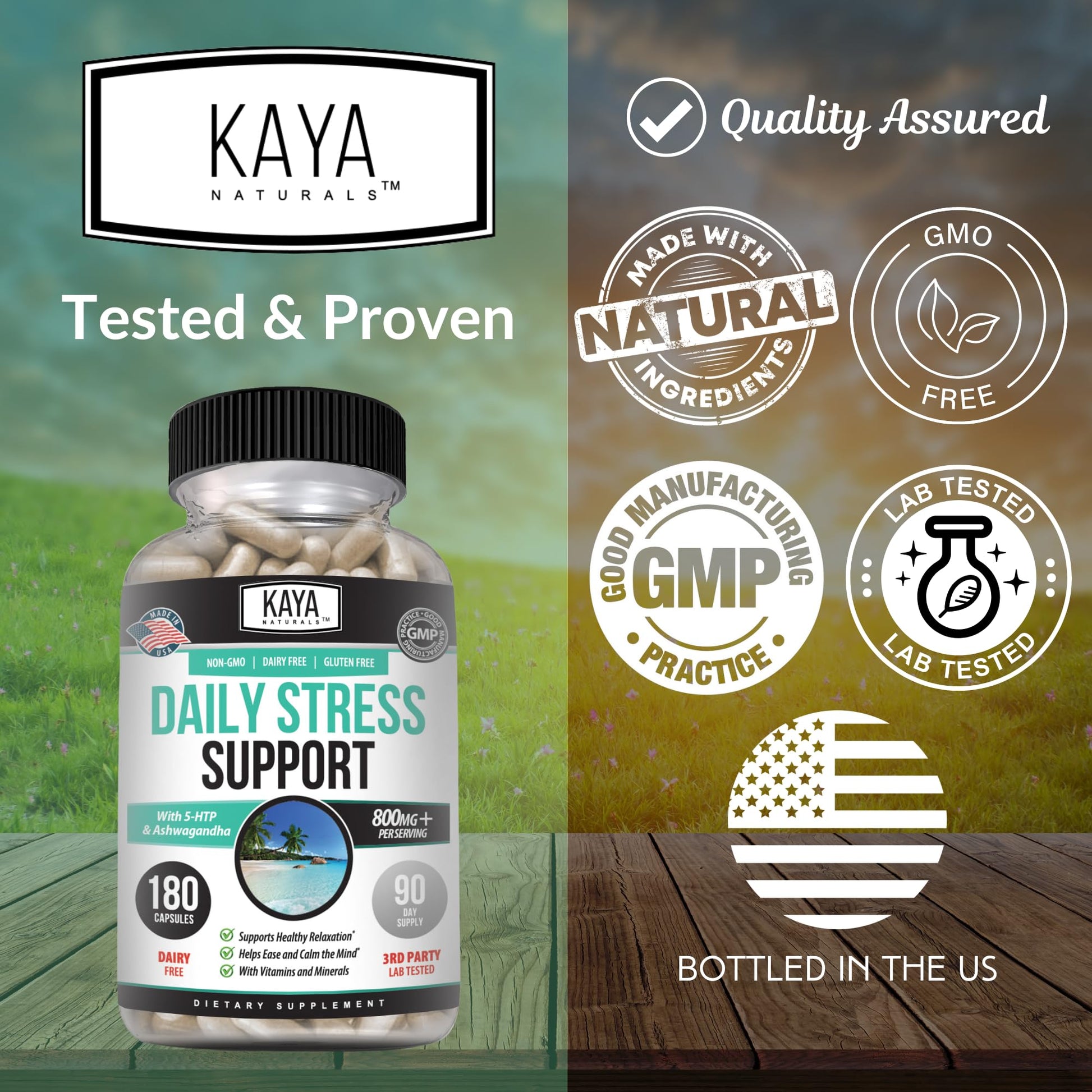 Kaya Naturals - Natural Herbal Support Vitamin Supplement are Designed to Help You find Balance and Relaxation in Your Daily Routine - Vitamin Supplement - 180 Capsules - dailyvitalstore