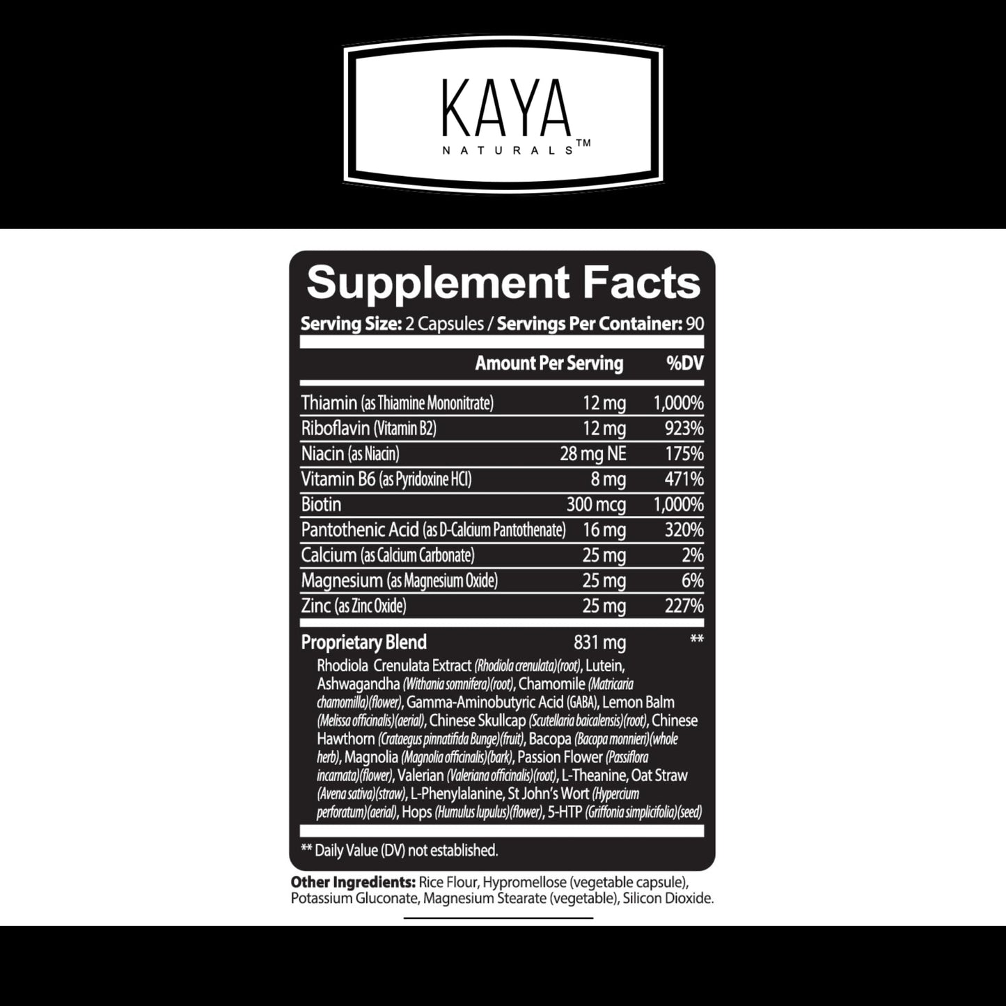 Kaya Naturals - Natural Herbal Support Vitamin Supplement are Designed to Help You find Balance and Relaxation in Your Daily Routine - Vitamin Supplement - 180 Capsules - dailyvitalstore