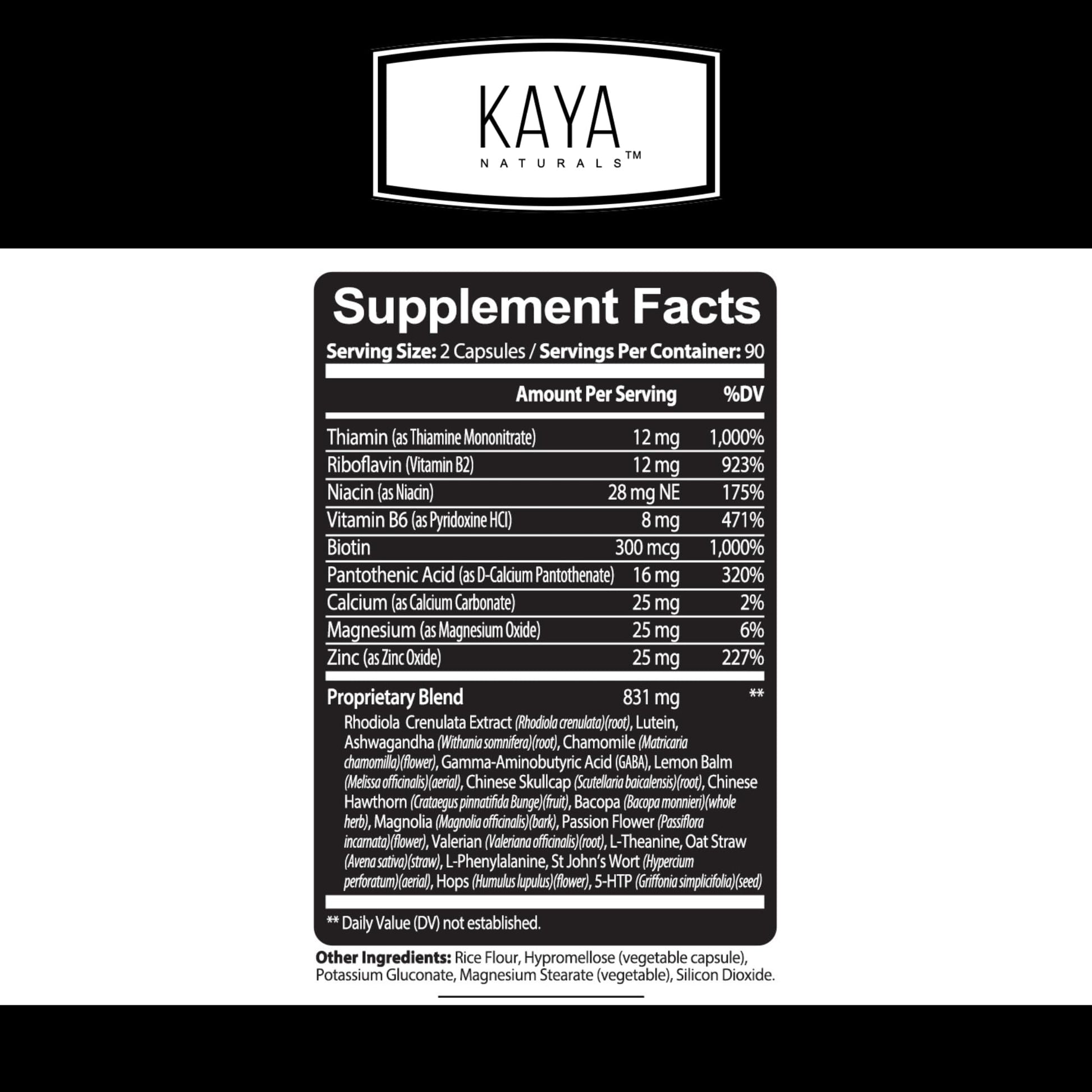 Kaya Naturals - Natural Herbal Support Vitamin Supplement are Designed to Help You find Balance and Relaxation in Your Daily Routine - Vitamin Supplement - 180 Capsules - dailyvitalstore