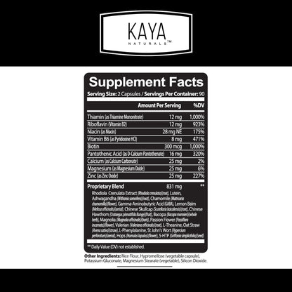 Kaya Naturals - Natural Herbal Support Vitamin Supplement are Designed to Help You find Balance and Relaxation in Your Daily Routine - Vitamin Supplement - 180 Capsules - dailyvitalstore