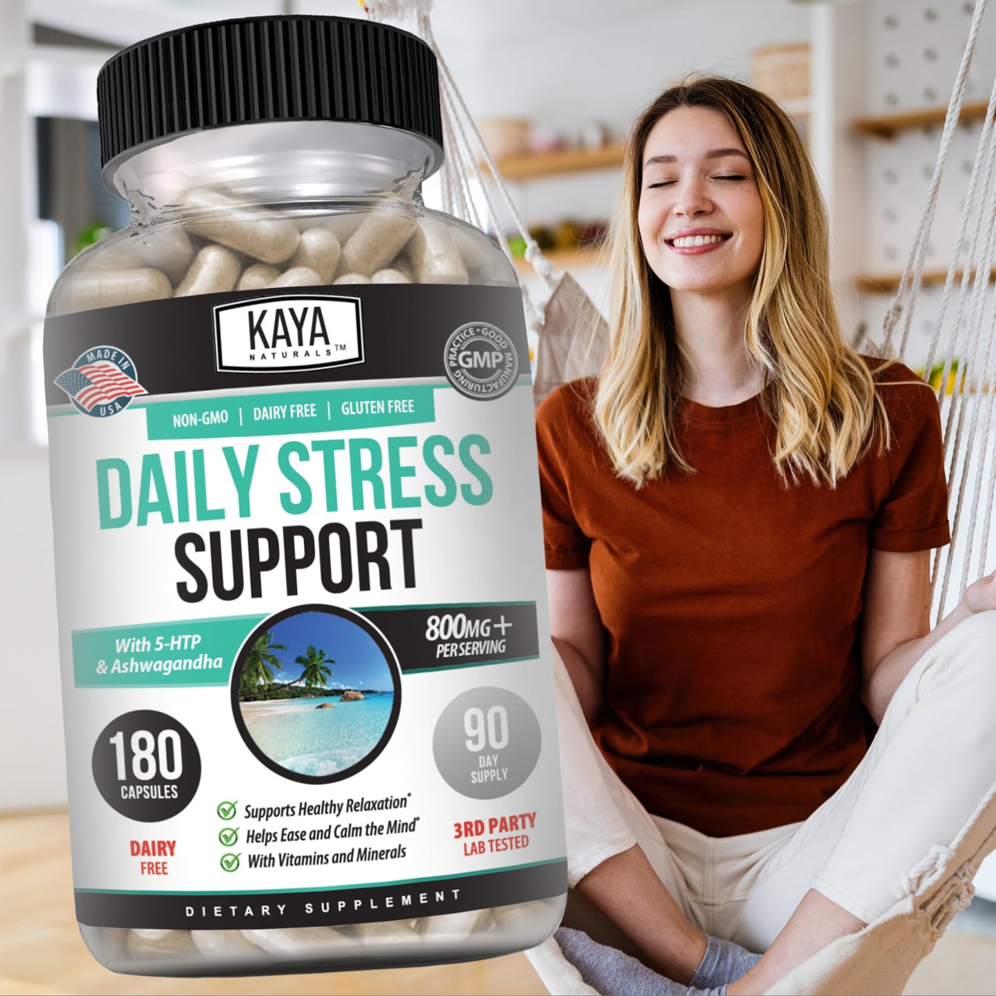 Kaya Naturals - Natural Herbal Support Vitamin Supplement are Designed to Help You find Balance and Relaxation in Your Daily Routine - Vitamin Supplement - 180 Capsules - dailyvitalstore
