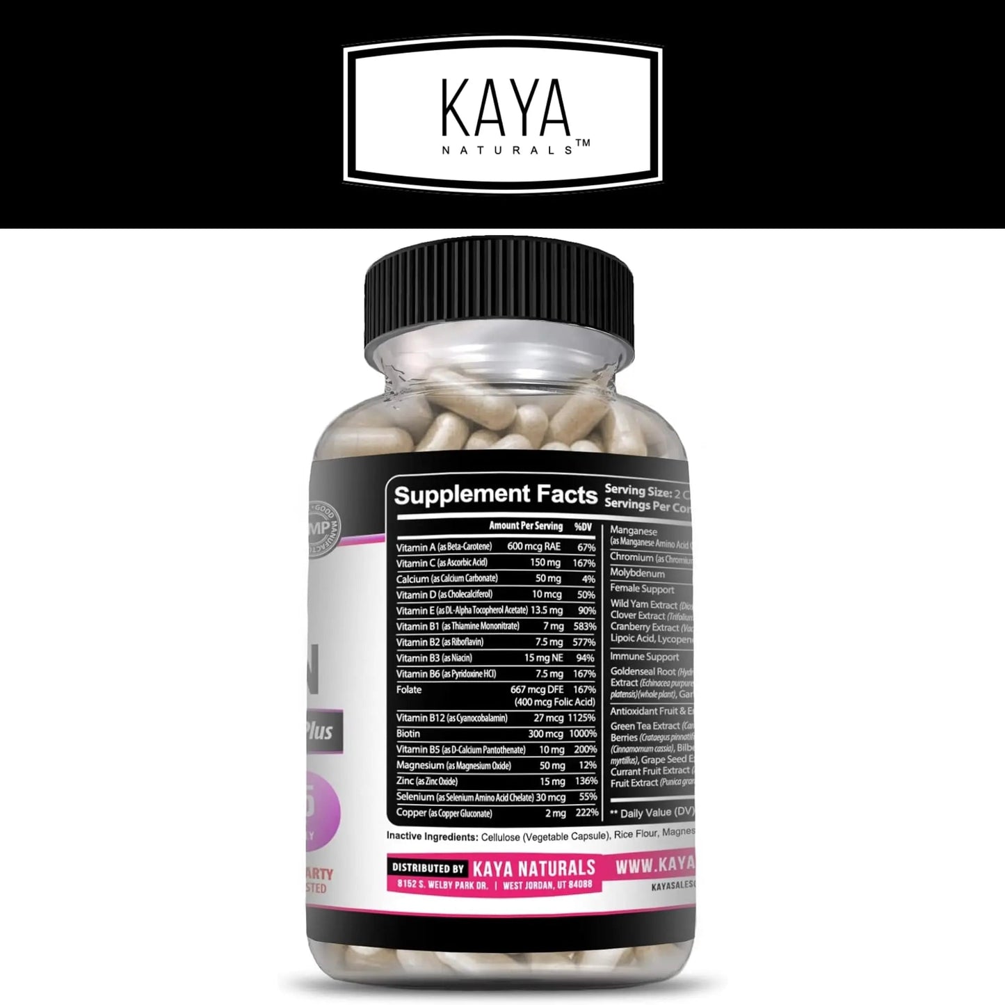 Kaya Naturals Women's Multivitamin, Overall Healthy Antioxidant, and Immune Support, Vitamins A, D, C, E, Biotin - dailyvitalstore