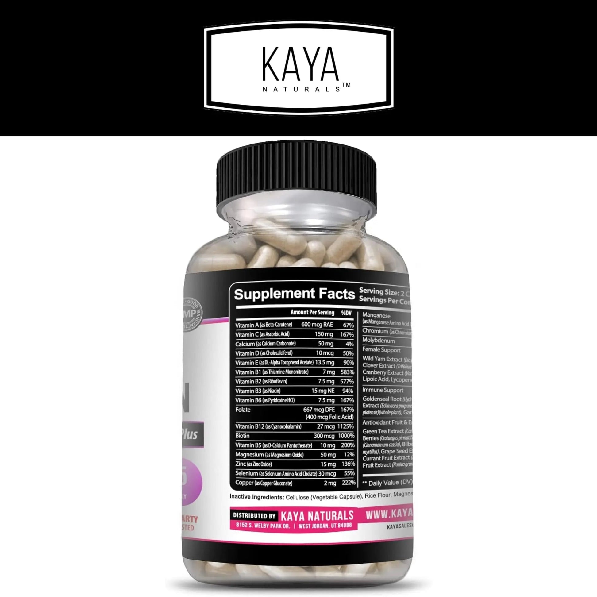 Kaya Naturals Women's Multivitamin, Overall Healthy Antioxidant, and Immune Support, Vitamins A, D, C, E, Biotin - dailyvitalstore