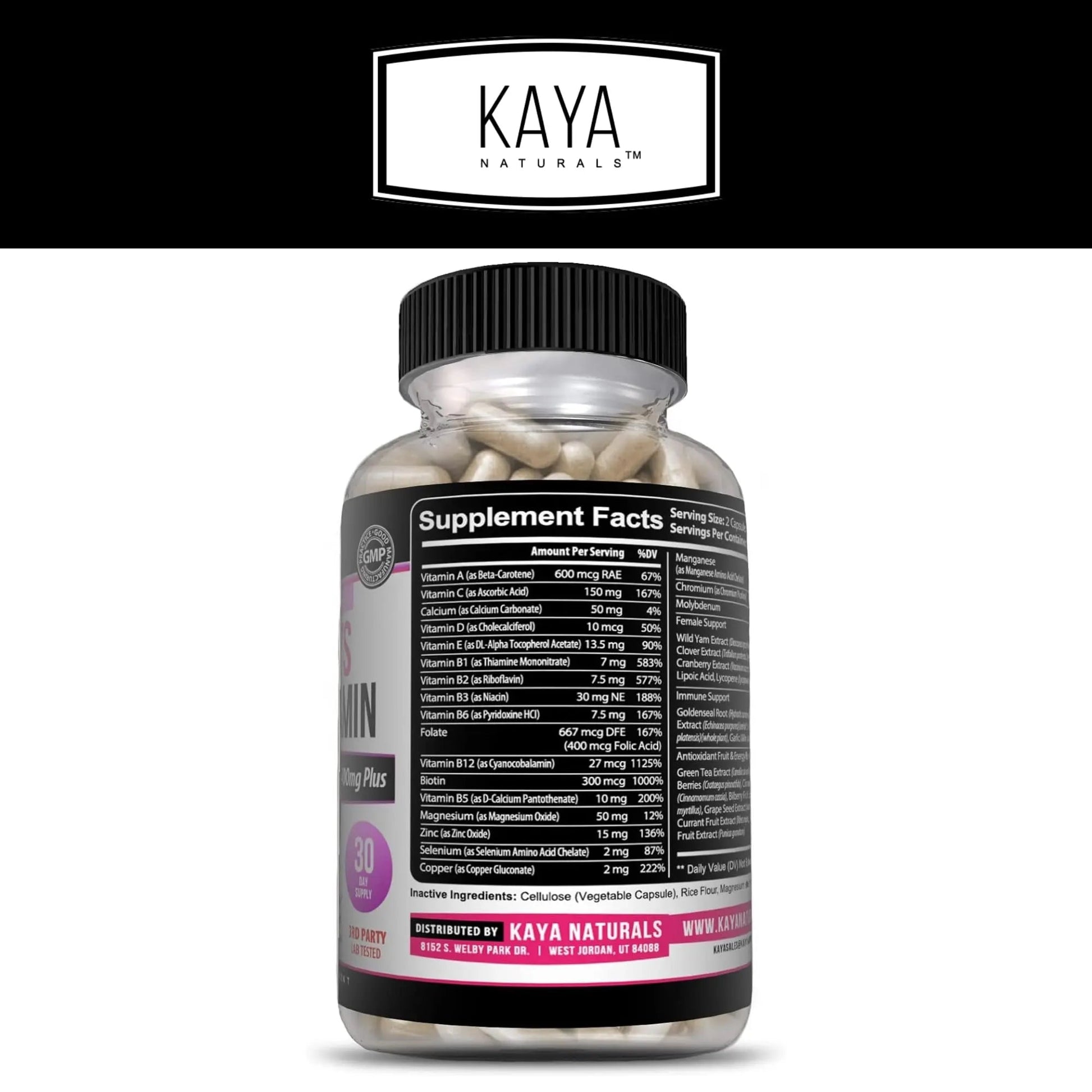 Kaya Naturals Women's Multivitamin, Overall Healthy Antioxidant, and Immune Support, Vitamins A, D, C, E, Biotin - dailyvitalstore