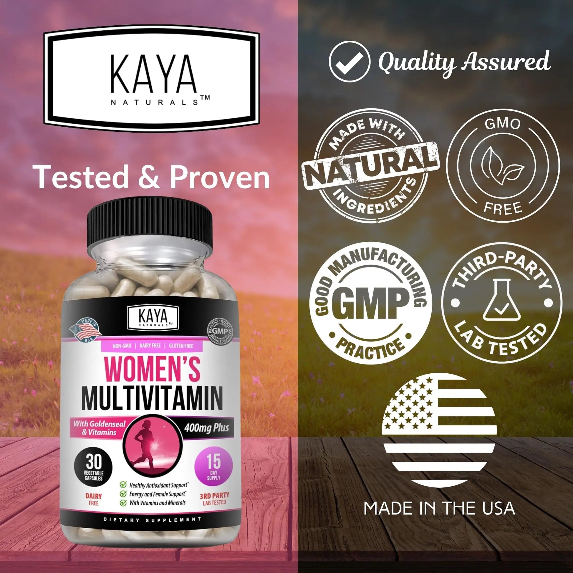 Kaya Naturals Women's Multivitamin, Overall Healthy Antioxidant, and Immune Support, Vitamins A, D, C, E, Biotin - dailyvitalstore