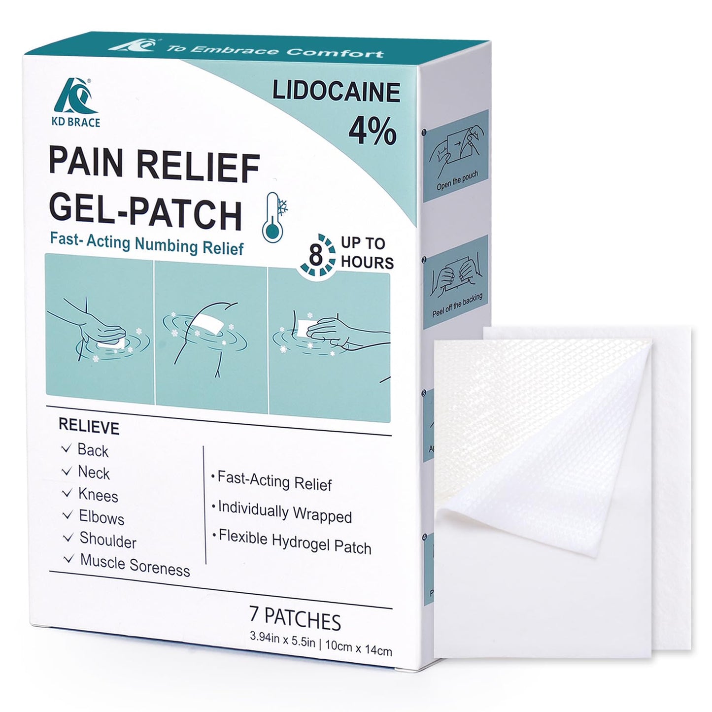 KD 4% Lidocaine Pain Relief Patches: Maximum Strength Lidocaine Patch for Back, Neck, Shoulder, Knee Pain, and Muscle Soreness – Large 3.9” x 5.5” (7 Count) - dailyvitalstore