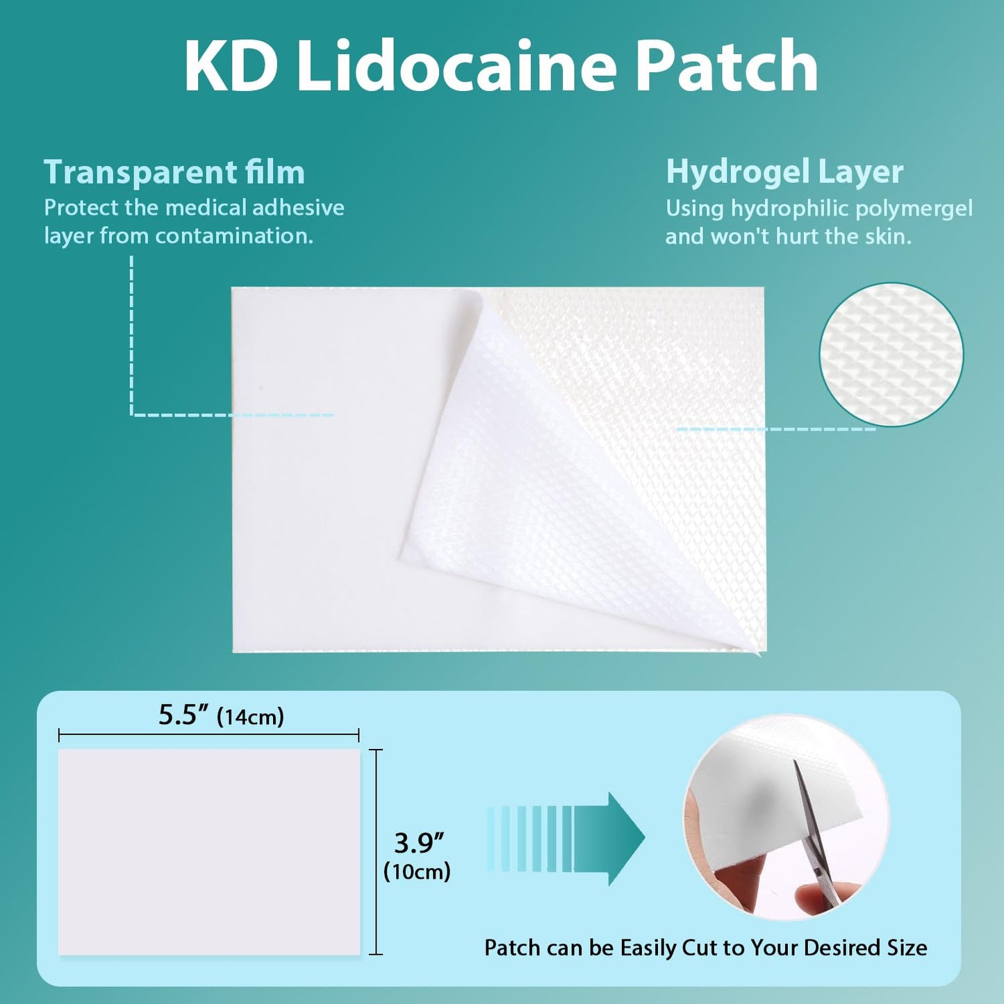 KD 4% Lidocaine Pain Relief Patches: Maximum Strength Lidocaine Patch for Back, Neck, Shoulder, Knee Pain, and Muscle Soreness – Large 3.9” x 5.5” (7 Count) - dailyvitalstore