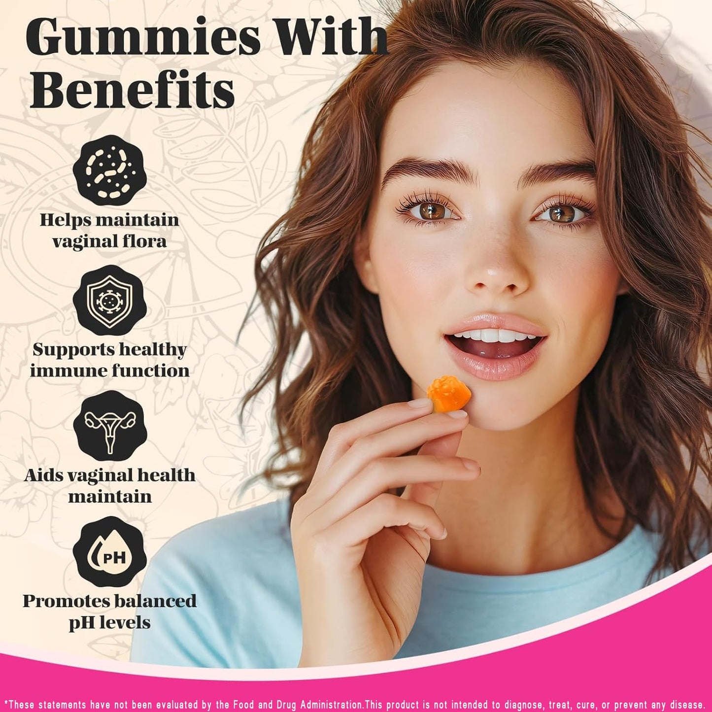 KEDISOM Premium Feminine Balance Gummies - for Women’s Health & Wellness - Immune Support - Vegan, Gluten-Free - Hawaiian Pineapple - 60 Gummies - 30 Servings - dailyvitalstore