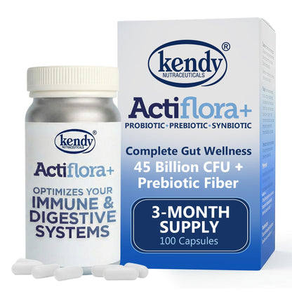 Kendy Actiflora Probiotic + Prebiotic & Synbiotic Capsules – Advanced Formula w/L. bulgaricus for Digestive Health & Gut Balance – 45-Billion CFU Daily Supplement - dailyvitalstore