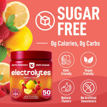 Keppi Electrolytes Powder – Raspberry Lemonade Flavor 50 Servings – No Sugar Hydration Supplement with Magnesium, Potassium, Sodium – Keto, Vegan - dailyvitalstore