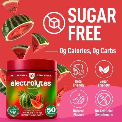 Keppi Electrolytes Powder – Watermelon Flavor – 50 Servings – Electrolytes Powder No Sugar for Hydration – Keto & Fasting Friendly Electrolyte Drink w/Magnesium - dailyvitalstore