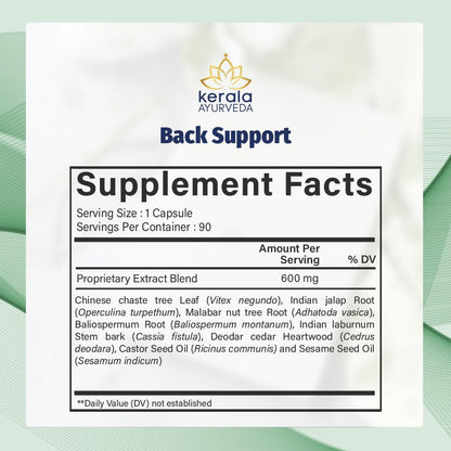 Kerala Ayurveda Back Support Herbal Capsules - Eases Occasional Discomfort of Lower Back & Supports Normal Movement of Spine, 90 Count - dailyvitalstore