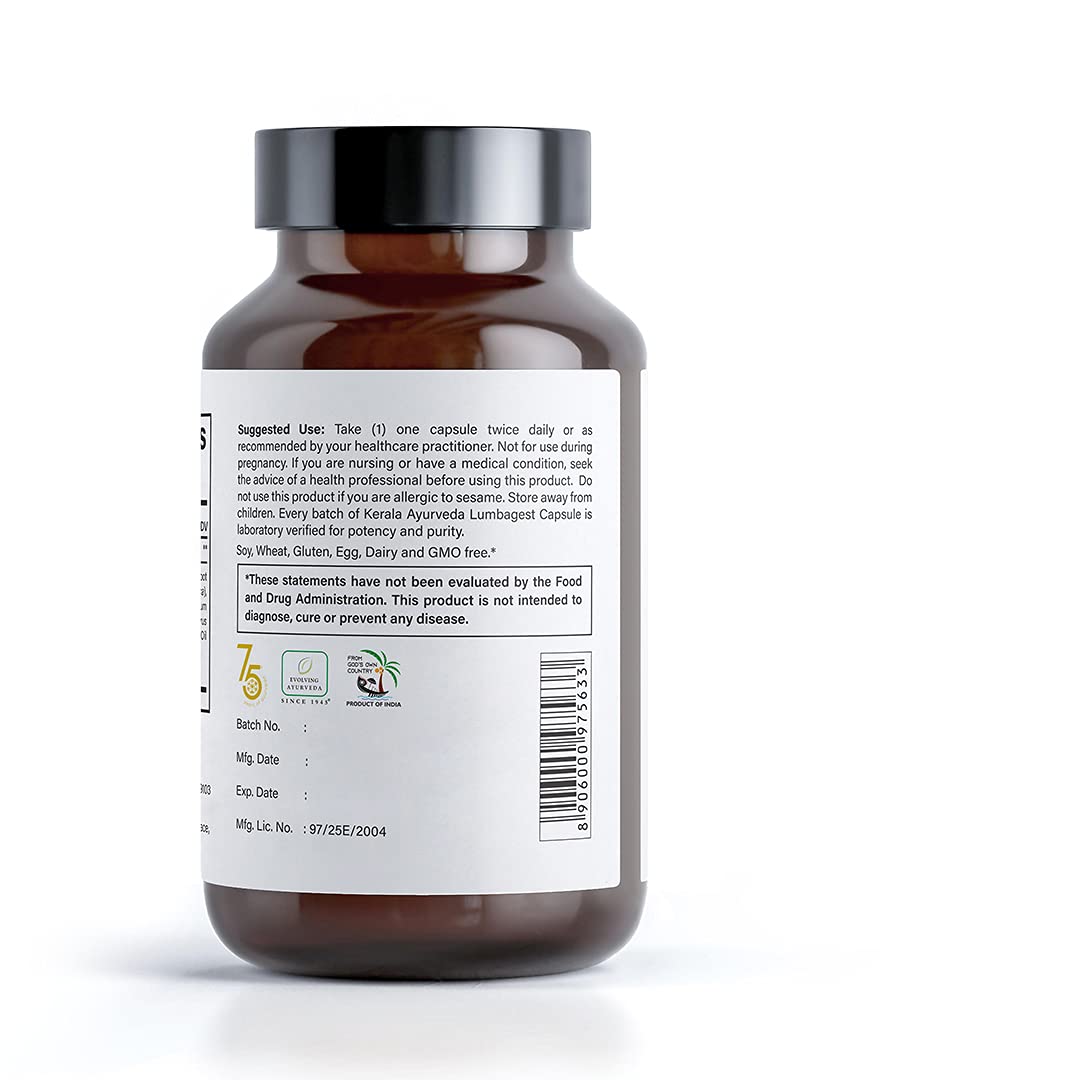 Kerala Ayurveda Back Support Herbal Capsules - Eases Occasional Discomfort of Lower Back & Supports Normal Movement of Spine, 90 Count - dailyvitalstore