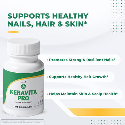 Keravita Pro - Natural Supplement with Vitamins C, Vitamin E, Green Tea, Turmeric & Mushroom for Hair & Nail | Non-GMO, Stimulant-Free | Made in the USA, GMP-Certified | 60 Capsules - 1 Month Supply - dailyvitalstore