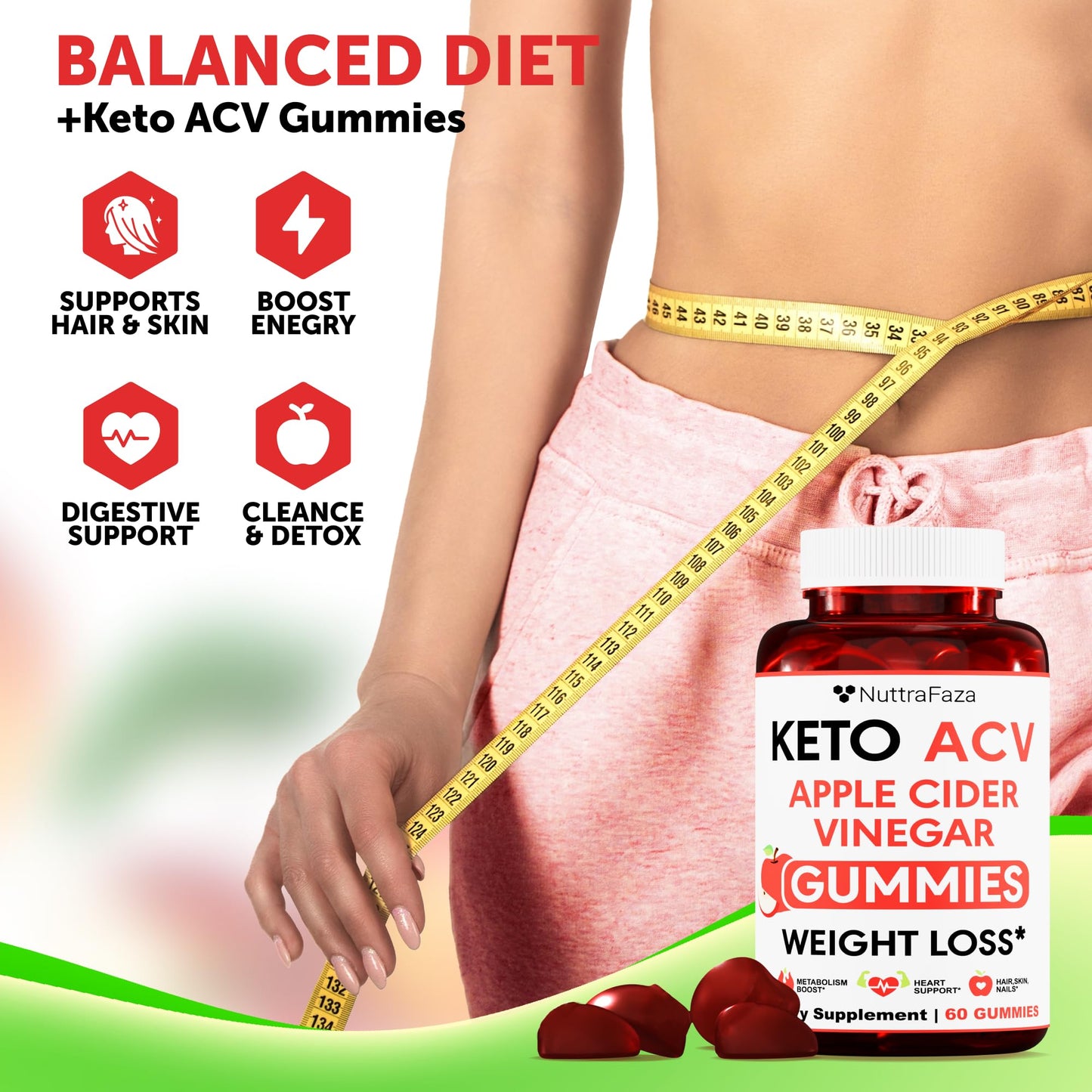 Keto ACV Gummies Advanced - ACV Keto Gummies for Women and Men - Keto Gummies Supplement - Detox & Cleanse, Digestion - dailyvitalstore