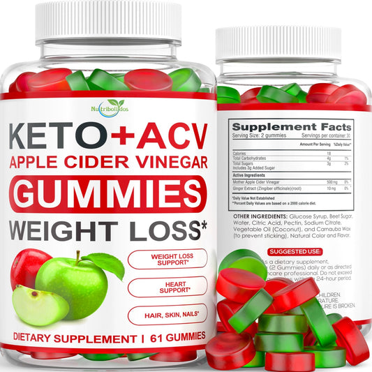 Keto ACV Gummies Advanced - ACV Keto Gummies Supplement for Women and Men - Metabolism, Detox, Cleanse - Apple Cider Vinegar - Ginger + Apple Flavor - dailyvitalstore