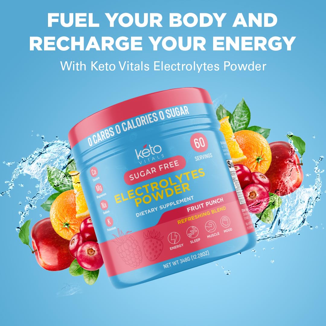 Keto Vitals Keto Electrolytes Powder | Keto-Friendly Electrolytes with Potassium, Magnesium, Sodium, Calcium | Electrolytes Sugar Free | Supplement Energy Drink Mix - dailyvitalstore
