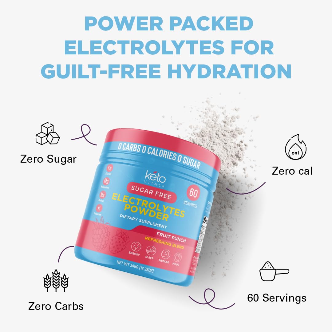 Keto Vitals Keto Electrolytes Powder | Keto-Friendly Electrolytes with Potassium, Magnesium, Sodium, Calcium | Electrolytes Sugar Free | Supplement Energy Drink Mix - dailyvitalstore