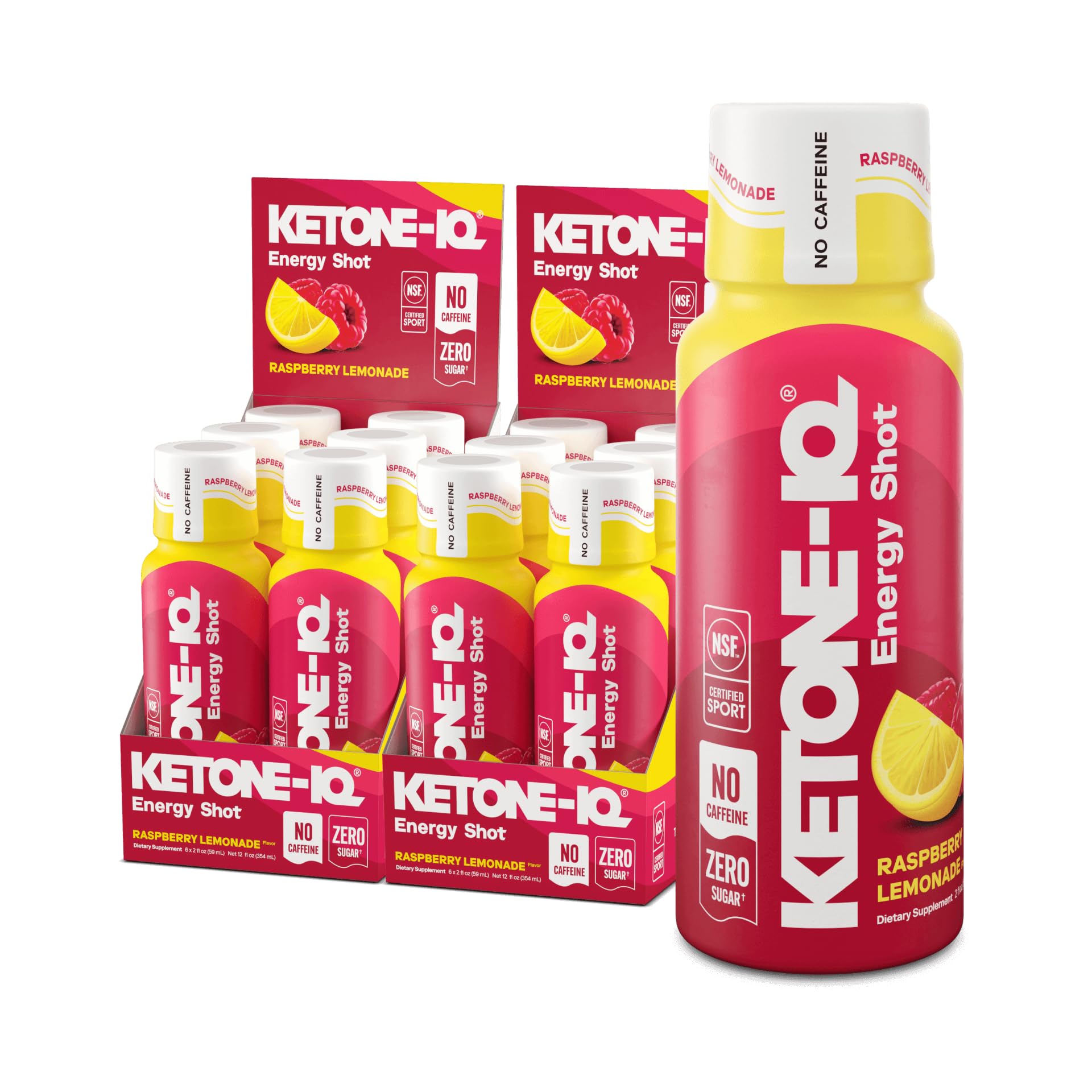 Ketone-IQ No Caffeine Performance Energy Shots – Ketone Fuel for Focus & Endurance, Metabolism Support, 10g Ketones, 12 Pack (Raspberry Lemonade) - dailyvitalstore