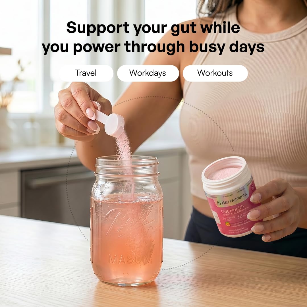 KEY NUTRIENTS Gut Health Hydration – Passionfruit Lemonade, Fiber Supplement with 3g Prebiotic Fiber & Akkermansia Probiotics for Women and Men - dailyvitalstore