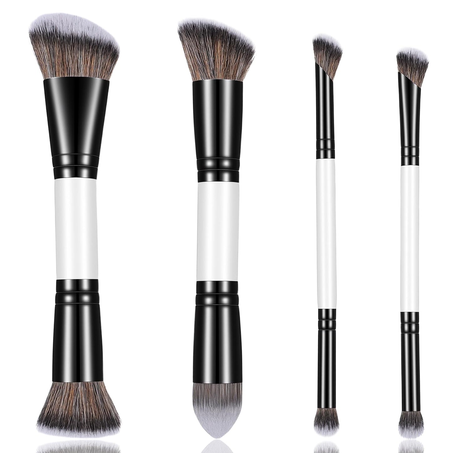 KFHENSOM 4PCS Foundation Contour Conceal Brush Set Dual-Ended Makeup Brushes Set Professional Powder Blush Concealer Eyeshadow Kabuki Foundation Brush Kit for Liquid Loose Powder Cream - dailyvitalstore