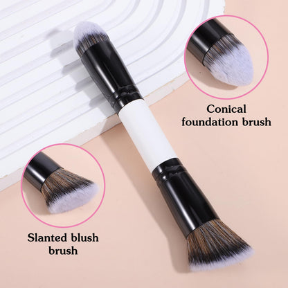 KFHENSOM 4PCS Foundation Contour Conceal Brush Set Dual-Ended Makeup Brushes Set Professional Powder Blush Concealer Eyeshadow Kabuki Foundation Brush Kit for Liquid Loose Powder Cream - dailyvitalstore
