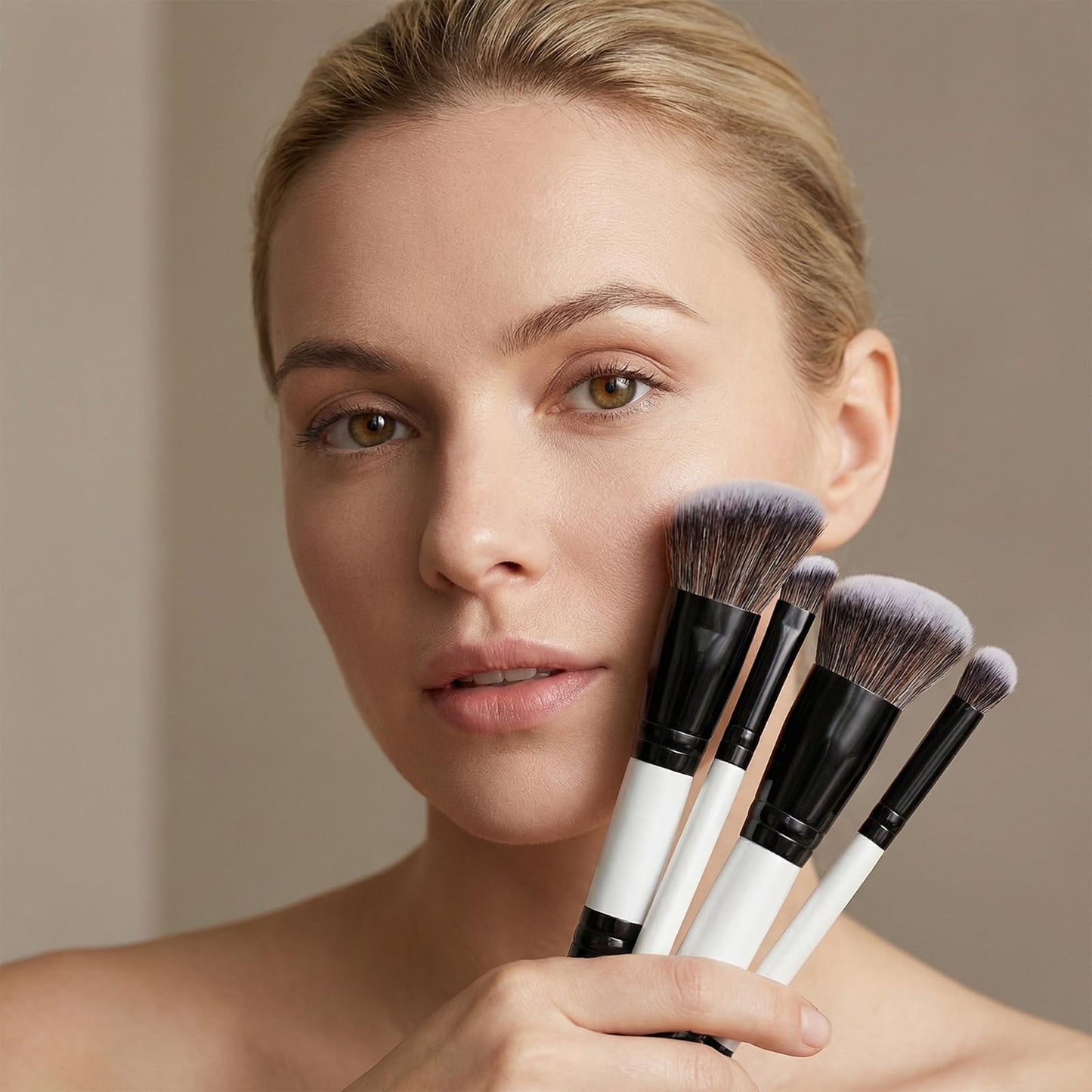 KFHENSOM 4PCS Foundation Contour Conceal Brush Set Dual-Ended Makeup Brushes Set Professional Powder Blush Concealer Eyeshadow Kabuki Foundation Brush Kit for Liquid Loose Powder Cream - dailyvitalstore