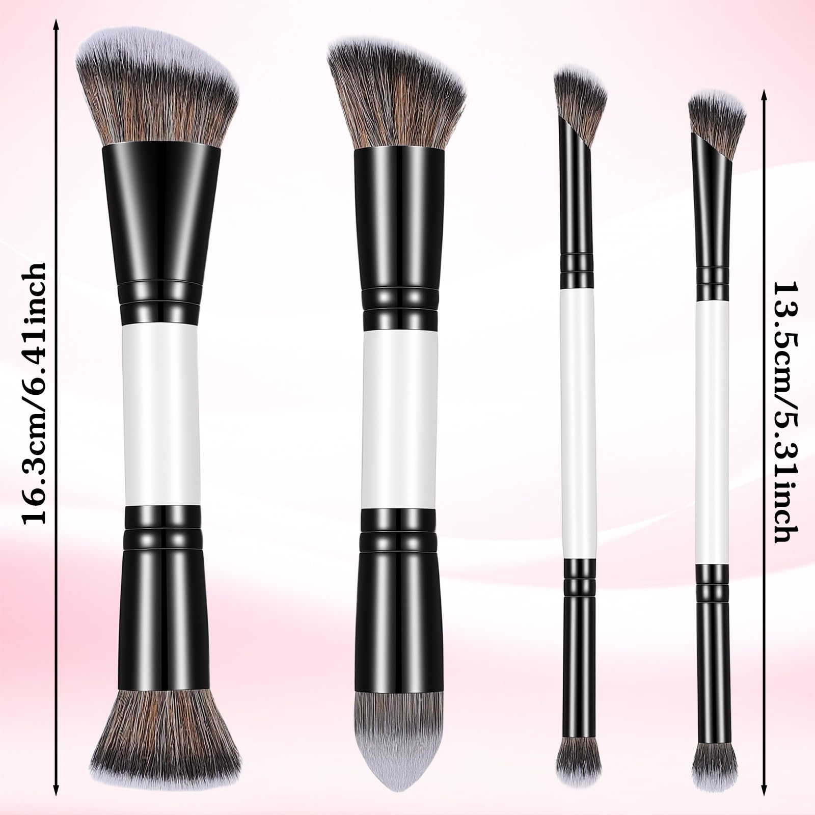 KFHENSOM 4PCS Foundation Contour Conceal Brush Set Dual-Ended Makeup Brushes Set Professional Powder Blush Concealer Eyeshadow Kabuki Foundation Brush Kit for Liquid Loose Powder Cream - dailyvitalstore