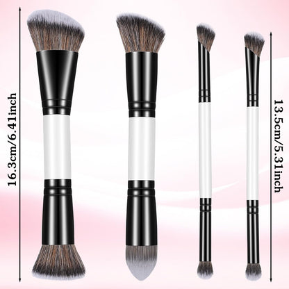 KFHENSOM 4PCS Foundation Contour Conceal Brush Set Dual-Ended Makeup Brushes Set Professional Powder Blush Concealer Eyeshadow Kabuki Foundation Brush Kit for Liquid Loose Powder Cream - dailyvitalstore