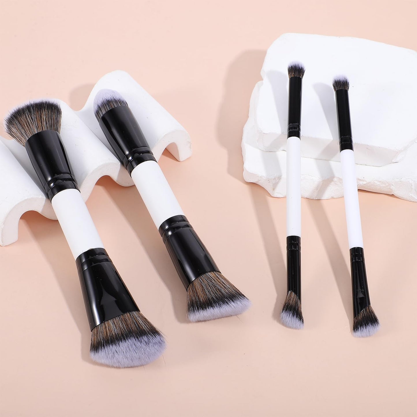 KFHENSOM 4PCS Foundation Contour Conceal Brush Set Dual-Ended Makeup Brushes Set Professional Powder Blush Concealer Eyeshadow Kabuki Foundation Brush Kit for Liquid Loose Powder Cream - dailyvitalstore