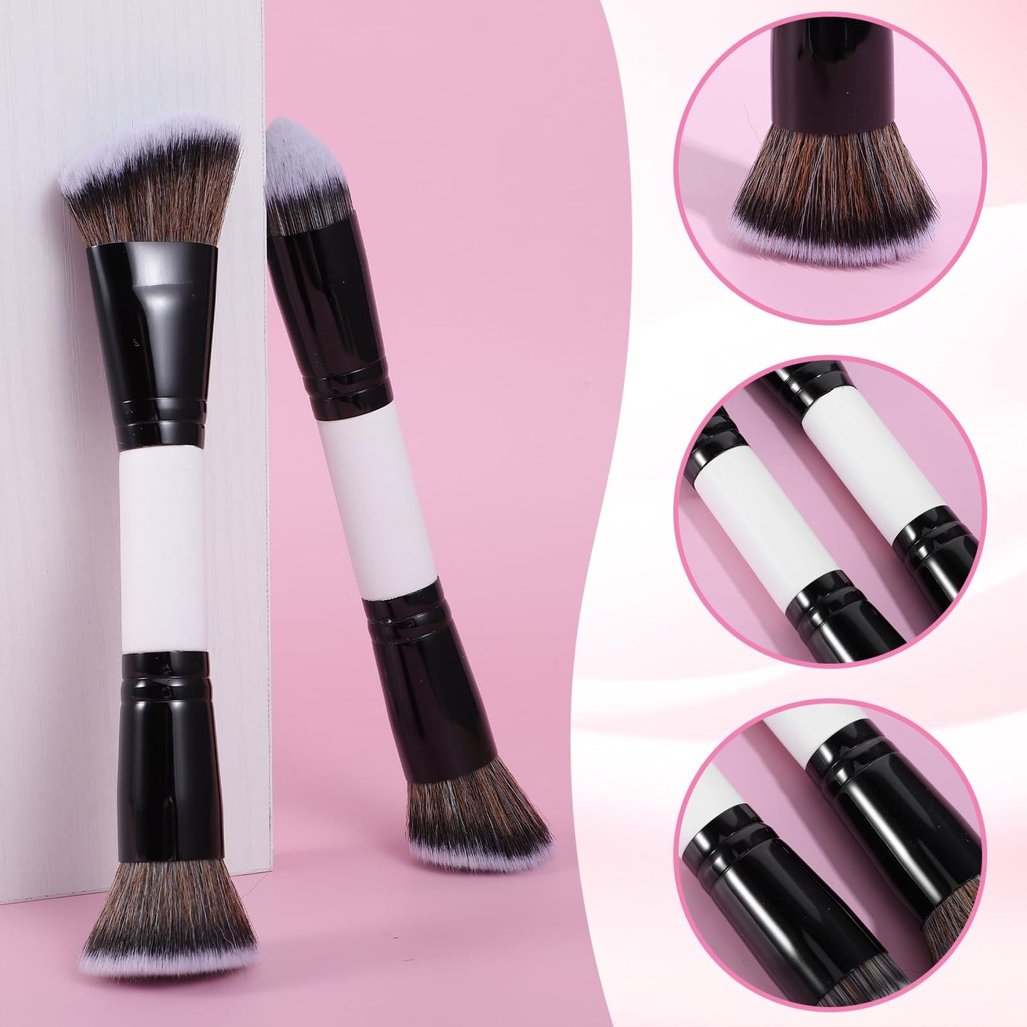 KFHENSOM 4PCS Foundation Contour Conceal Brush Set Dual-Ended Makeup Brushes Set Professional Powder Blush Concealer Eyeshadow Kabuki Foundation Brush Kit for Liquid Loose Powder Cream - dailyvitalstore