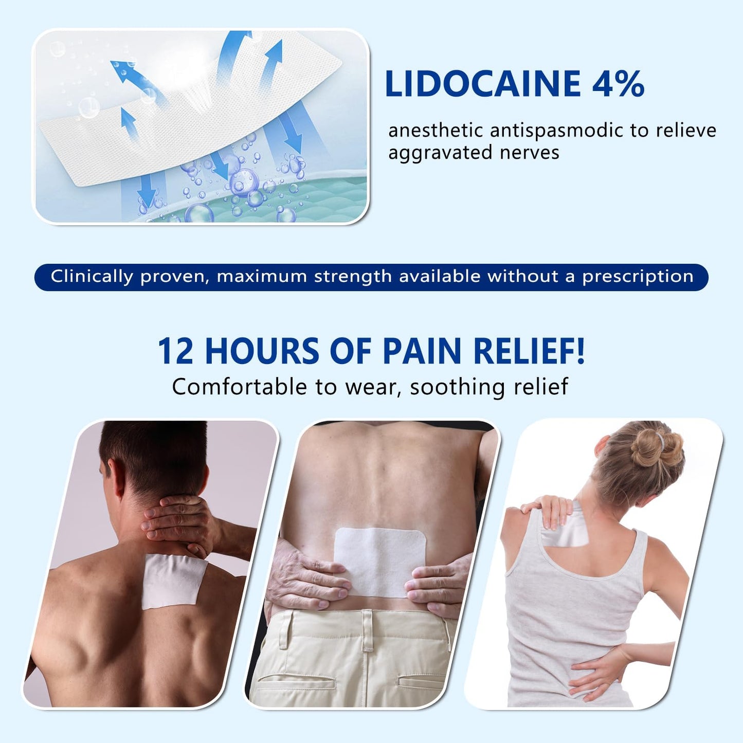 KIbabyDI Professional Lidocaine Pain Relief Patches - 20 Count | 4% Medicated Gel Patches for Targeted Joint & Muscle Comfort | Long-Lasting 12-Hour Relief, Ultra-Flexible Design -lb265 - dailyvitalstore