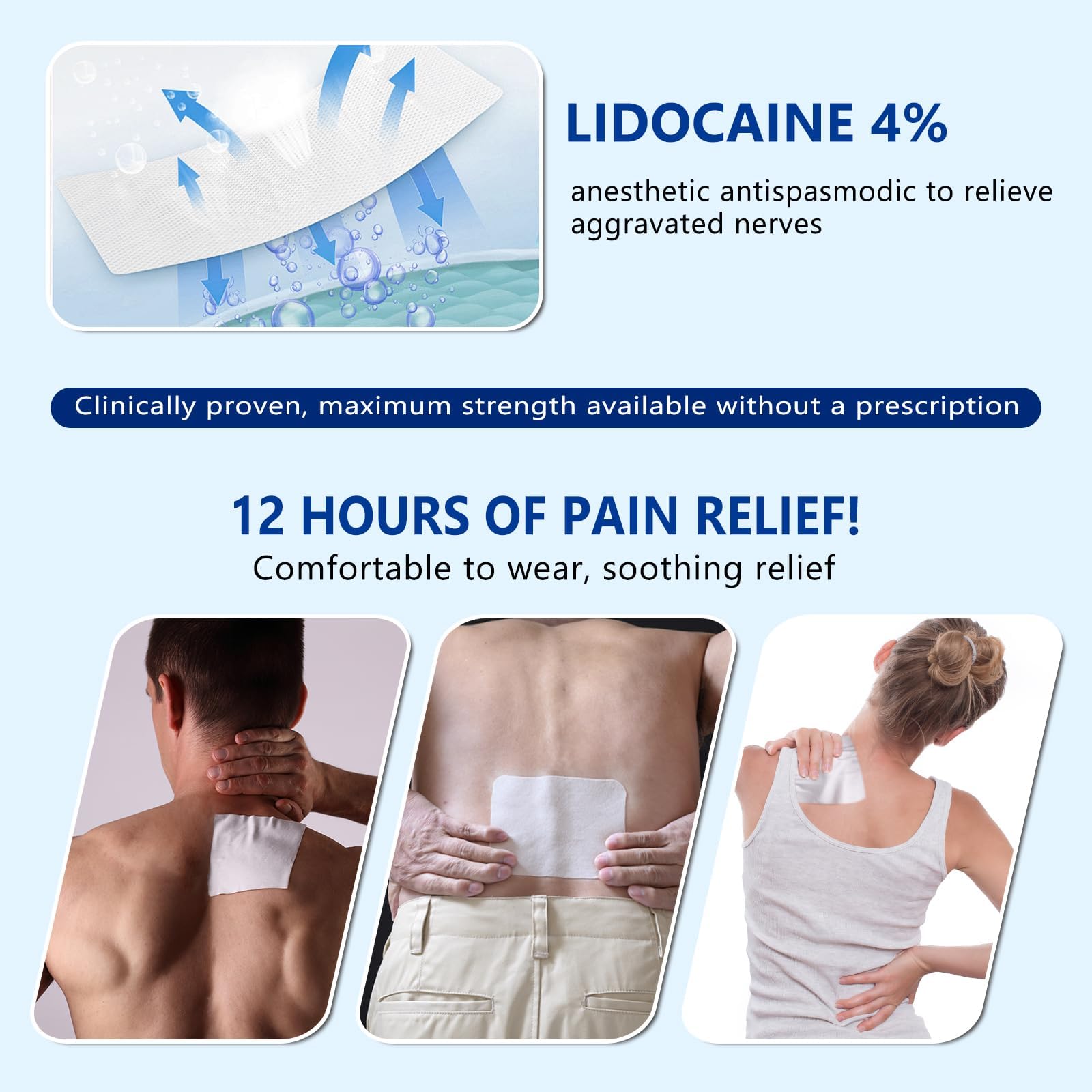 KIbabyDI Professional Lidocaine Pain Relief Patches - 20 Count | 4% Medicated Gel Patches for Targeted Joint & Muscle Comfort | Long-Lasting 12-Hour Relief, Ultra-Flexible Design -lb265 - dailyvitalstore