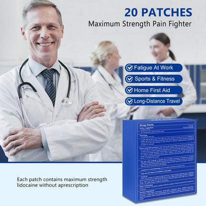 KIbabyDI Professional Lidocaine Pain Relief Patches - 20 Count | 4% Medicated Gel Patches for Targeted Joint & Muscle Comfort | Long-Lasting 12-Hour Relief, Ultra-Flexible Design -lb234 - dailyvitalstore