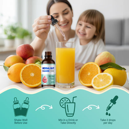 Kids Herbal Gut Cleanse Drops, Parasite Cleanse for Humans Liquid with Wormwood, Black Walnut & Probiotics, Supports Digestive & Overall Gut Health for Children (2 oz) - dailyvitalstore