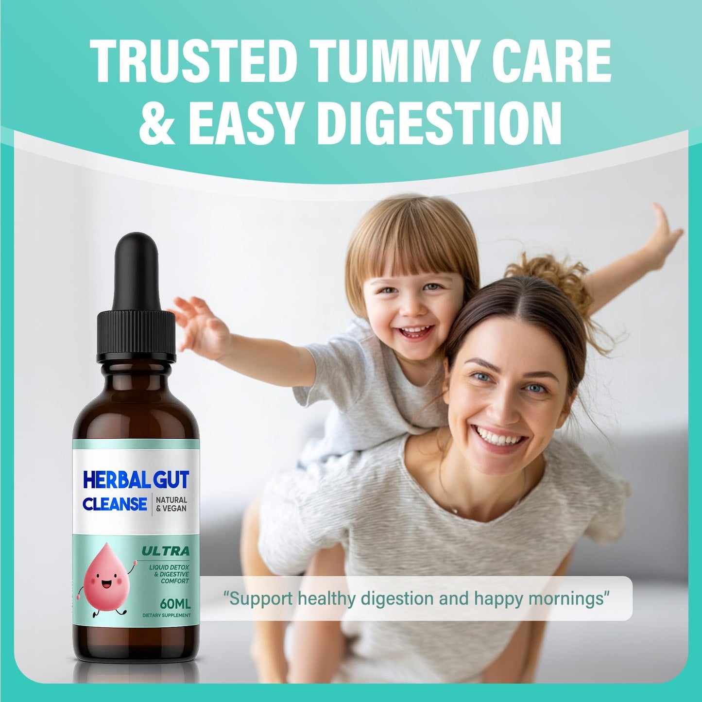 Kids Herbal Gut Cleanse Drops, Parasite Cleanse for Humans Liquid with Wormwood, Black Walnut & Probiotics, Supports Digestive & Overall Gut Health for Children (2 oz) - dailyvitalstore