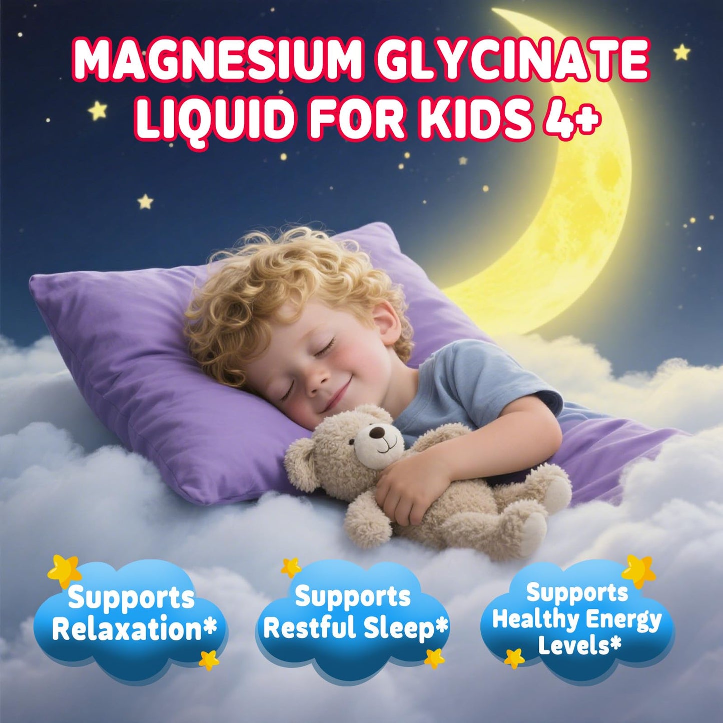 Kids Magnesium Glycinate Liquid Drops‌ – with L-Theanine, Omega-3, Vitamins B6 & D3, Zinc & Calcium – for Sleep Support, Relaxation, Focus & Brain, Bones – Strawberry Flavor, 2 Fl Oz - dailyvitalstore