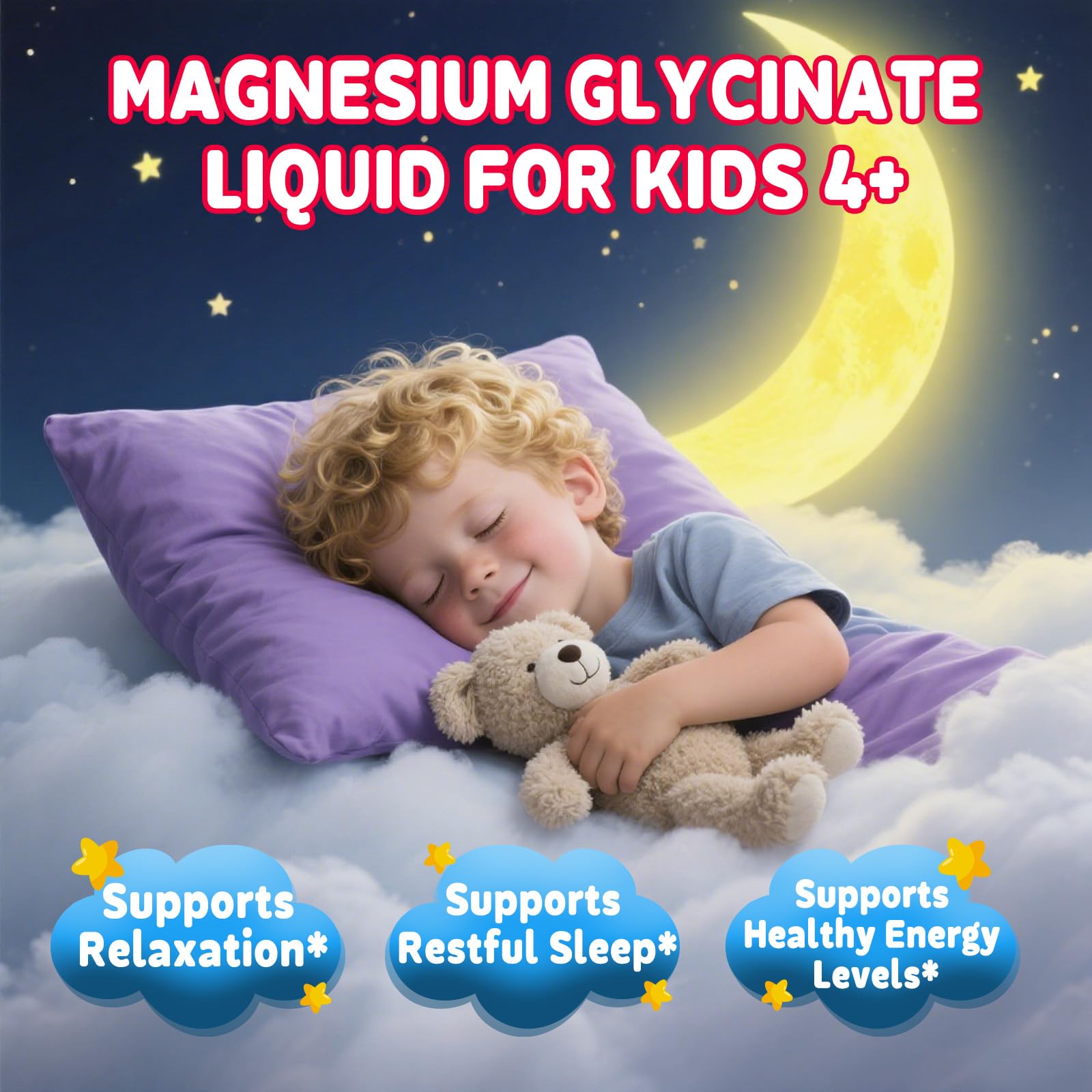 Kids Magnesium Glycinate Liquid Drops‌ – with L-Theanine, Omega-3, Vitamins B6 & D3, Zinc & Calcium – for Sleep Support, Relaxation, Focus & Brain, Bones – Strawberry Flavor, 2 Fl Oz - dailyvitalstore