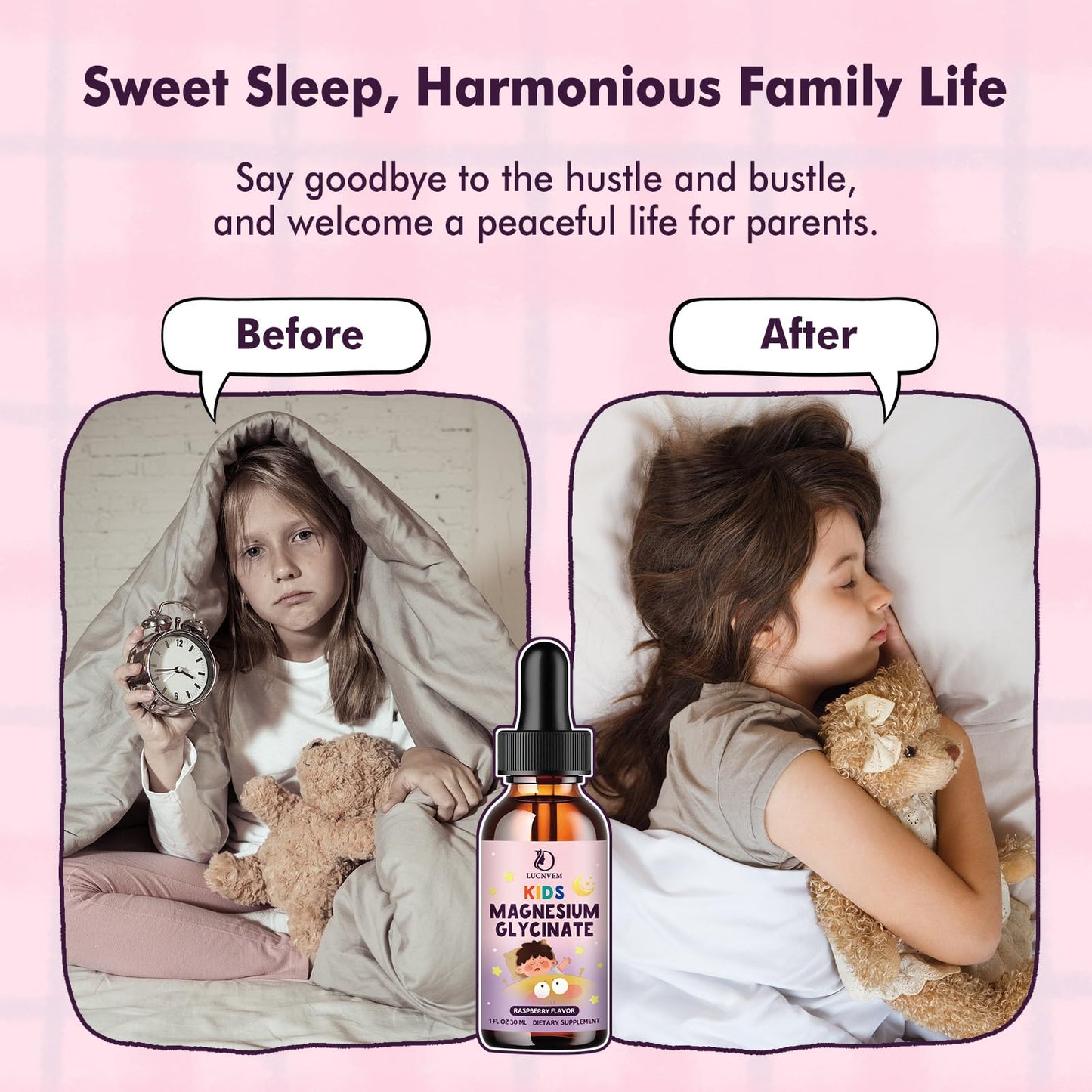 Kids Magnesium Glycinate Sleep Liquid Drops – Sleep & Calm Support with L-Theanine – Melatonin-Free, Sugar-Free Vegan Raspberry Supplement – 2 Bottles, 30ml Each - dailyvitalstore