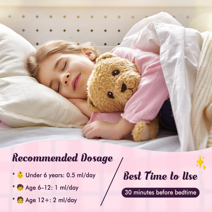 Kids Magnesium Glycinate Sleep Liquid Drops – Sleep & Calm Support with L-Theanine – Melatonin-Free, Sugar-Free Vegan Raspberry Supplement – 2 Bottles, 30ml Each - dailyvitalstore