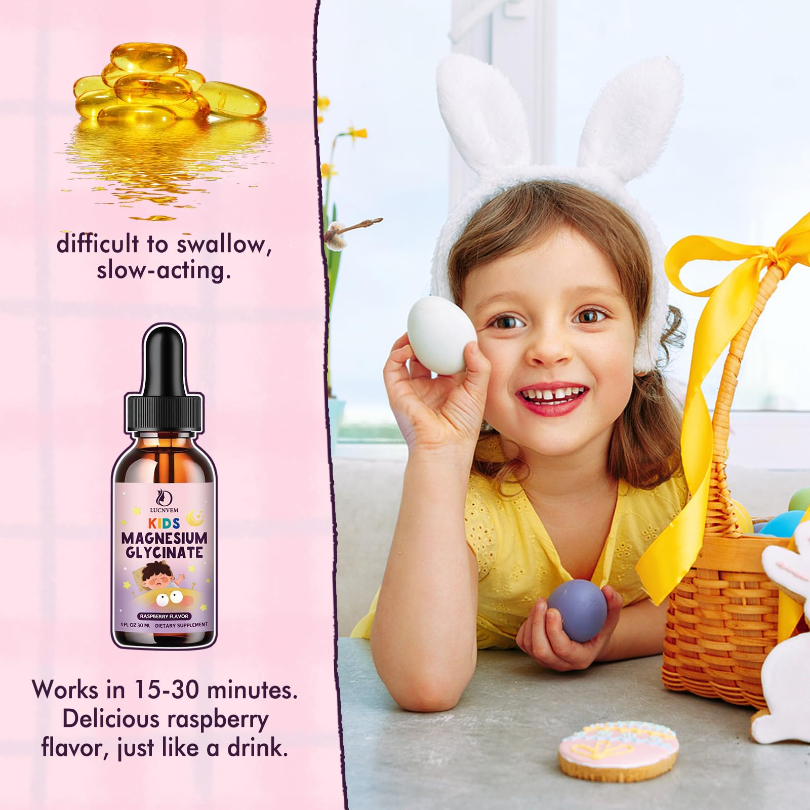 Kids Magnesium Glycinate Sleep Liquid Drops – Sleep & Calm Support with L-Theanine – Melatonin-Free, Sugar-Free Vegan Raspberry Supplement – 2 Bottles, 30ml Each - dailyvitalstore
