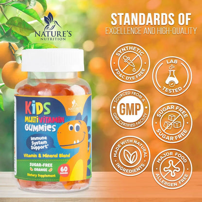 Kids Multivitamin Gummies - Improved Sugar-Free Formula - 100% Daily Folate, Kids Vitamins with Essential Vitamins A, C, D3, E, B6, B12 - dailyvitalstore