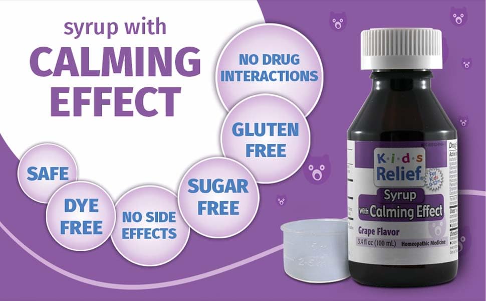 Kids Relief Syrup with Calming Effect, for Kids 0-12 Yrs, Grape Flavor, Gluten and Dye Free, No Added Sugar, 3.4 oz - dailyvitalstore