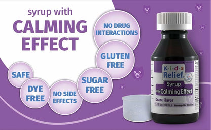 Kids Relief Syrup with Calming Effect, for Kids 0-12 Yrs, Grape Flavor, Gluten and Dye Free, No Added Sugar, 3.4 oz - dailyvitalstore