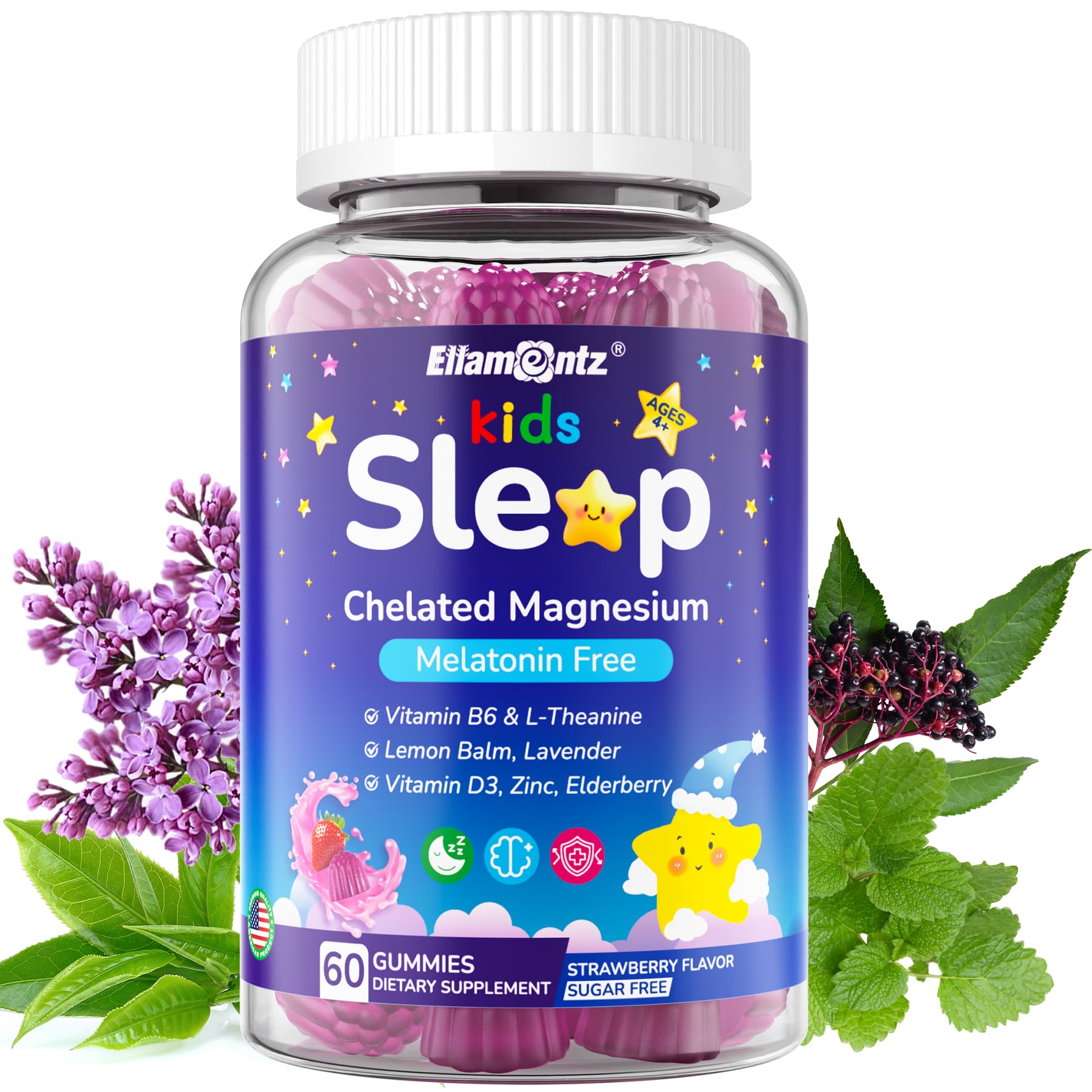 Kids Sleep Gummies, NO Melatonin Sleep Aid Gummies w/ Magnesium Glycinate, Magnesium Malate, L-Theanine, Lavender, B6, Zinc, D3K2 for Restful Sleep, Relax Brain & Muscle - dailyvitalstore