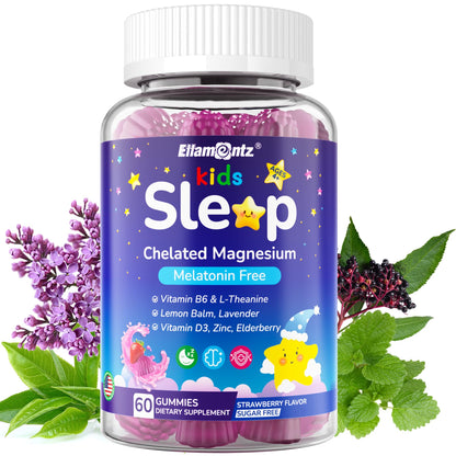 Kids Sleep Gummies, NO Melatonin Sleep Aid Gummies w/ Magnesium Glycinate, Magnesium Malate, L-Theanine, Lavender, B6, Zinc, D3K2 for Restful Sleep, Relax Brain & Muscle - dailyvitalstore