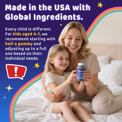 Kids Sleep Gummies, NO Melatonin Sleep Aid Gummies w/ Magnesium Glycinate, Magnesium Malate, L-Theanine, Lavender, B6, Zinc, D3K2 for Restful Sleep, Relax Brain & Muscle - dailyvitalstore